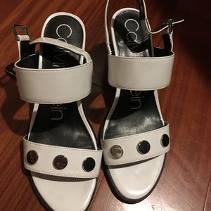 Calvin Klein White Studded Sandal